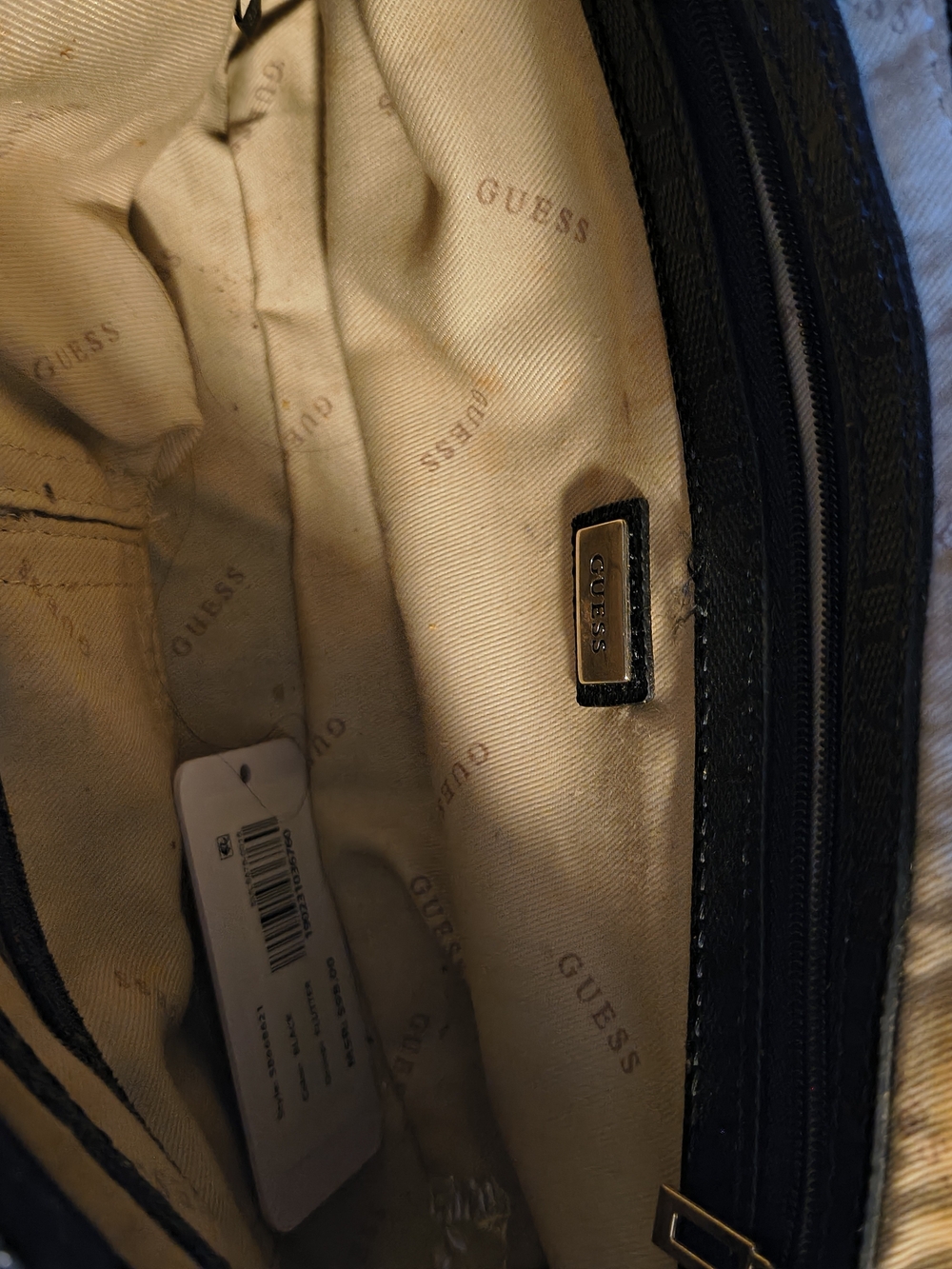 GUESS Black Quilted & Woven Chain Shoulder Bag - Picture 4 of 6